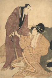 Avskjed av elskere: Courtesan and Her Lover, ca. 1800.