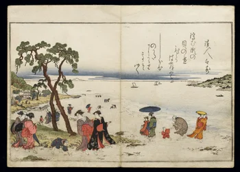 Shiohi no tsuto (Gaver fra Ebb Tide), kjent som Shell Book, 1789 (farget treblokktrykk)