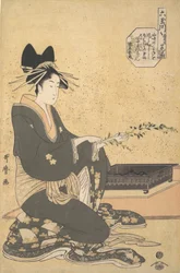 Oiran Hanaogi fra Ogiya, fra serien "Six Jewel Rivers" Mutamagawa, ca. 1795-96.
