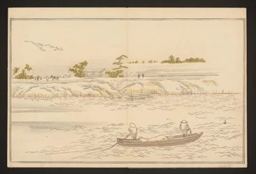 Bredden av Sumida-elven i snø