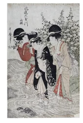 Tre Bijin i elven, Edo-perioden, ca. 1790–1804 (tresnitt på papir)
