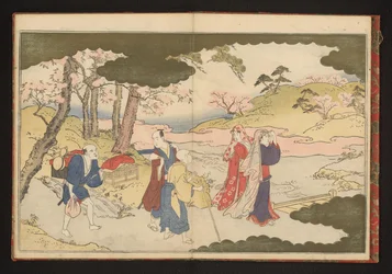 To damer ser på blomster i Kyoto