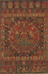 Mandala av solguden Surya omgitt av åtte planetariske guder, datert, sannsynligvis 1379.