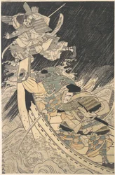 Minamoto Yoshitsune and His Retainer, the Monk Benkei..., sent på 1700-tallet.