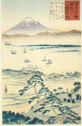 Utsikt over Fuji fra kysten av Kiyomigata