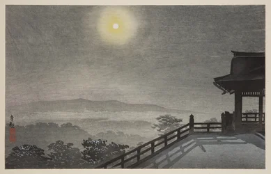Cool Moon Evening at Kiyomizudo i den østlige hovedstaden (T? Til Kiyomizud? Hiya Tsukiyo) (Color Woodblock Print)