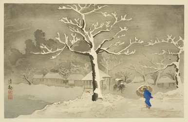 Nedre voll ved Mimeguri, Mukojima (farget treblokktrykk)