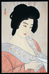 Geisha Ichimaru, ca 1933, av Kobayakawa Kiyoshi (1896-1948), Oban tresnitt, 40,5x26 cm, Meiji-Showa-perioden, Japan, 1900-tallet