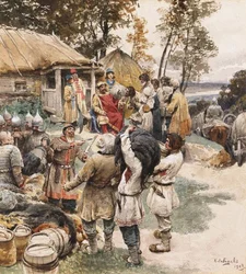 Poliudie Samler inn hyllest. Igor av Kiev eksakte hyllest fra Drevlyanerne, 1903