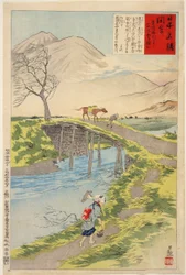 Tsukuba-fjellet sett fra Sakura-elven ved Hitachi