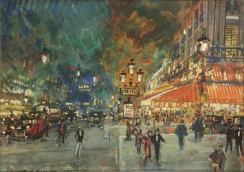 Place de l#39;Opéra med Café de la Paix om natten, Paris