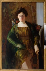 Portrett av Henrietta Hirshmann (1885-1970). Maleri av Konstantin (Constantin) Andreyevich Somov (1869-1939), olje på lerret