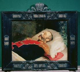 Keiser Alexander II (1818-81) på hans dødsleie, 1881