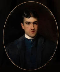 Portrait of Lucien Guitry (1860-1925) (Portrait of Lucien Guitry) - Maleri av Konstantin Yegorovich Makovsky (Constantin Makovski) (1839-1915) olje på lerret (64x51 cm) - Privat samling