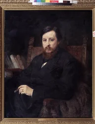 Portrett av komponisten Mikhail P. Azanchevsky (Azanchevsky) (1839-1881) (Portrett av komponisten M.P.Azanchevsky). Maleri av Konstantin Yegorovich Makovsky (Constantin Makovsky) (1839-1915), olje på lerret