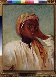 En arabisk garcon (An Arabian Boy). Maleri av Konstantin Yegorovich Makovsky (Constantin Makovski) (1839-1915), huile sur toile