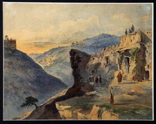 Josjafats dal, Oljeberget, landsbyen Siloam. Beskrivelse av steder nær Jerusalem, Israel, som er nevnt i Bibelen. Josjafats dal er en del av Kidrondalen