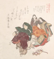 Menn og kvinner i hoffkostymedans, 1800-tallet.