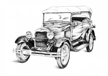 Elegant tegning av en klassisk bil