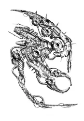 Science fiction-cyborg-kunsttegning, skisse 70