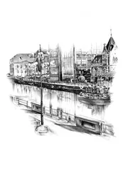 Tegning av en bykanal