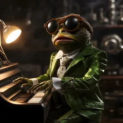 Elton John som en frosk med solbriller og piano 4