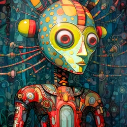 Carnival Cajun sump mutant sci-fi droid, kunstnerisk stylet av Tim Burton og Beksinski 2