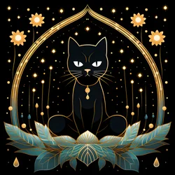 Katt i meditasjon sitter på en lotusblomst 4