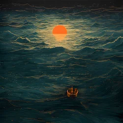 To båter gled lydløst gjennom blekkaktig vann mot den virvlende Charybdis, fullmånen det eneste lyset i Nordsjøens tomme verden. 4