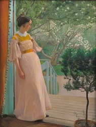 Ved de franske vinduene. Kunstnerens kone