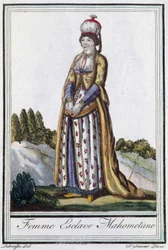 Muhammedansk slavekvinne - i "" Encyclopédie des voyages"" av J. Grasset St Sauveur, red. Deroy, Paris