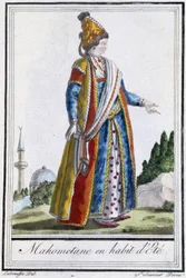 Mahometane i sommerkjole - i "" Encyclopedia of travels"" av J. Grasset St Sauveur, red. Deroy, Paris