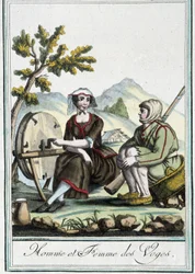 Mann og kvinne fra Vosges - i "" Encyclopedia of travels"" av J. Grasset St Sauveur, Deron, Paris