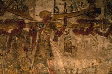 Bas-relieff fra tempelet til Derr, Nedre Nubia, Egypt, egyptisk sivilisasjon, New Kingdom, Dynasty XIX