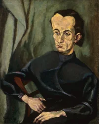 Portrett av Lajos Kassak (1887-1967), av Tihanyi, Lajos (1885-1938). Olje på lerret