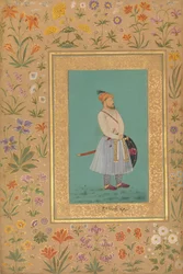 Portrett av Qilich Khan Turani, folio fra Shah Jahan-albumet, rett: ca. 1640, bakside: ca. 1530-50