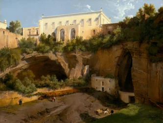 Utsikt over en villa, Pizzofalcone, Napoli, ca. 1819.