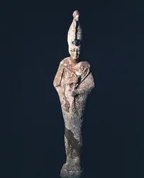 Gesso-dekket trefigur av Osiris, Saite-perioden, 664-525 f.Kr. (tre og gesso)