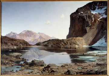 Lake Eychauda i Alpene. Maleri av Laurent Guetal (1841-1892)