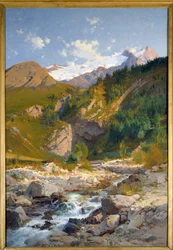 Strømmen har Chavalchere, Tabuchet-breen og Meije-fjellandskapet. Maleri av Laurent Guetal (1841-1892) 1888 Grenoble, Musee des Beaux Arts