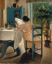 Frokost med morgenavisen, 1898.