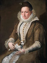 Portrett av en dame med en hund