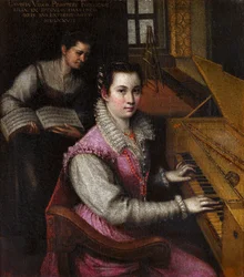 Selvportrett av Fontana, Lavinia (Lavinia Zappi) (1552-1614). Olje på lerret, størrelse: 24x23,8