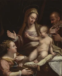Den hellige familie med den hellige Katarina av Alexandria, 1581