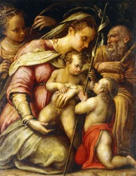 Den hellige familie med spedbarnet St. Johannes døperen og St. Katarina,