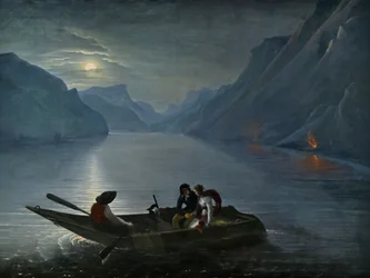 Julie og Saint-Preux ved Genfersjøen, 1824.