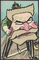 Postkort, satirisk i farger, ca. 1905: Tyskland Preussen, patriotisme - Jaures Jean - Illustrasjon av Leal de Camara (1877-1948)