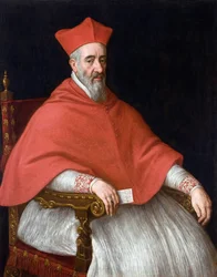 Portrett av kardinal Giovanni Delfino (1545-1622) - Maleri av Leandro Bassano (1557-1622), olje på lerret