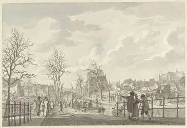 Ruiner på Rapenburg i Leiden, etter kruttkatastrofen 12. januar 1807