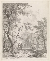 To turgåere på en gård Landskap med figurer (serietittel)